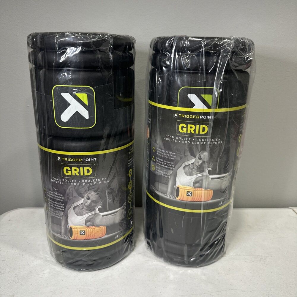 2-Brand New Trigger Point Grid Foam Rollers (13"x 5" Wide) Deep Tissue Massage